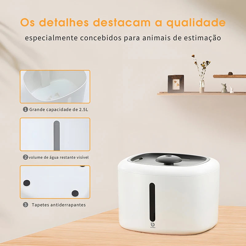 Smart Water Dispenser For Pets, Circulating Water, Safe and Silent, 2,5 L With Light